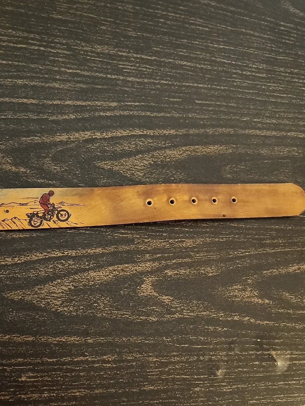 Vintage Andhurst Bown Leather CowHide Motocycles Buckle Western Belt Size 32